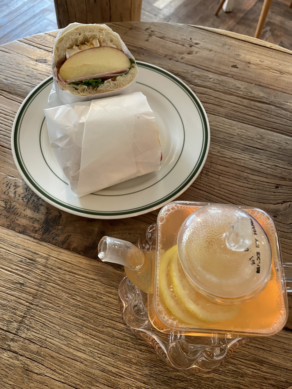 Apple Brie Cheese Sandwich and Ginger Lemon Tea