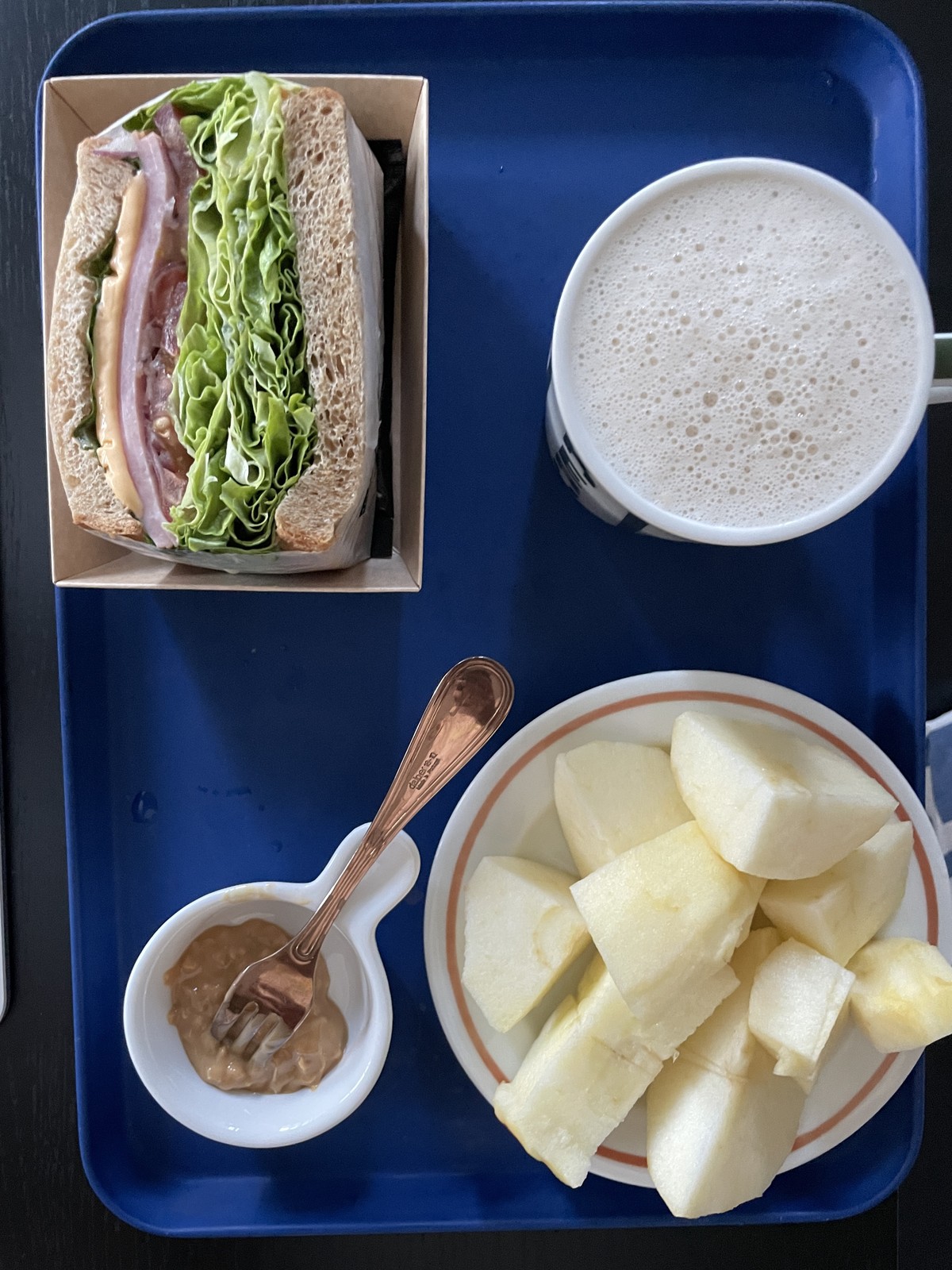 Ham Cheese Sandwich and Apple